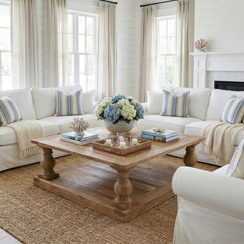 Alternative view of Balustrade Salvaged Wood Square Coffee Table
