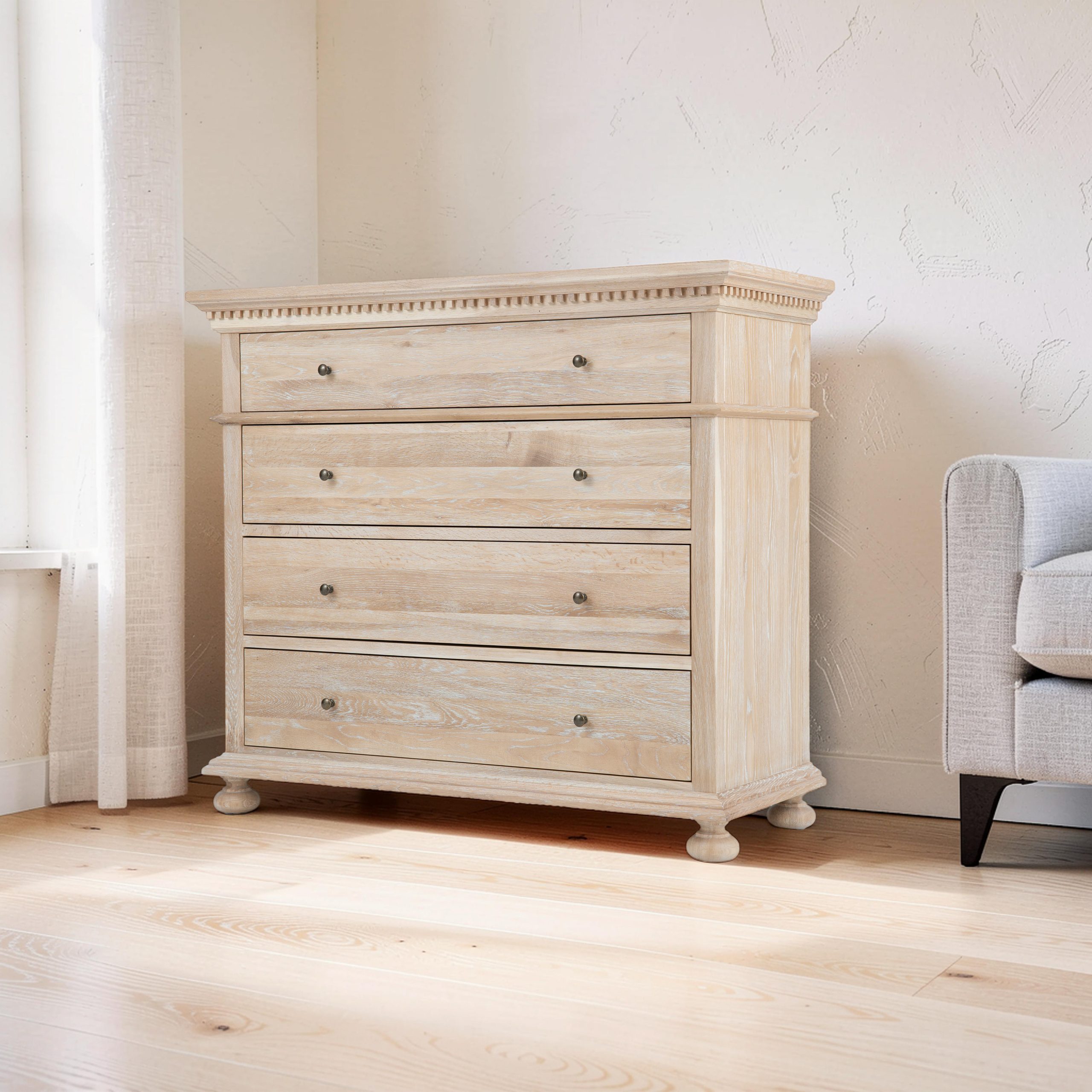 Frances 4 Drawers Chest of Drawers Whitewash Oak