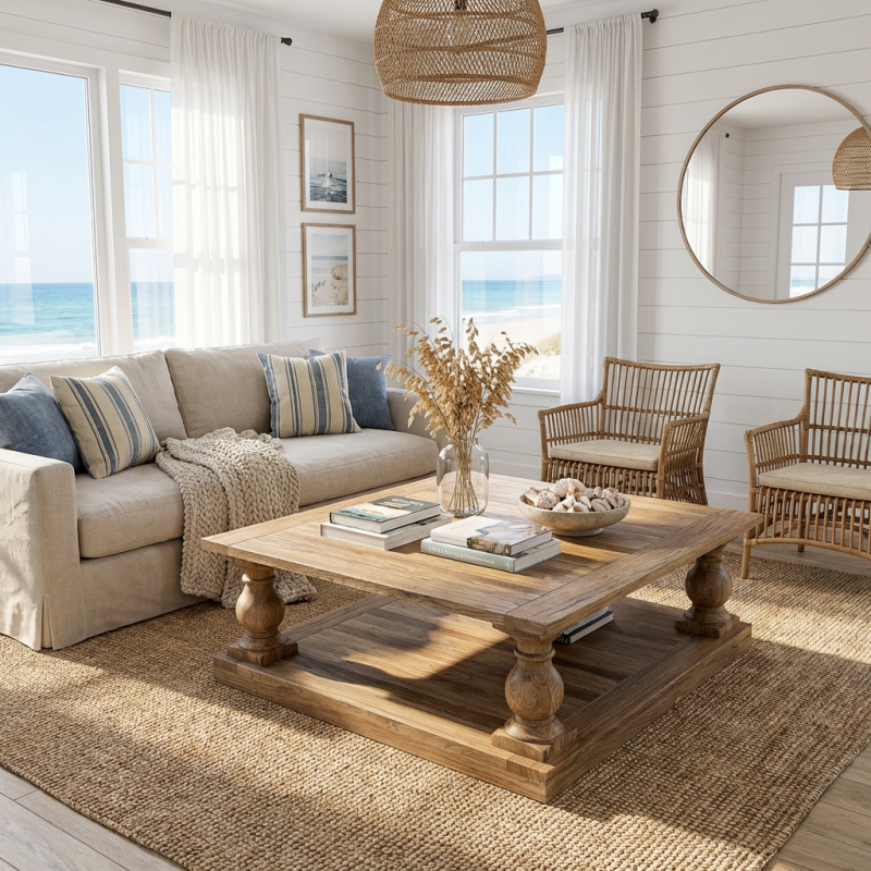 Alternative view of Balustrade Salvaged Wood Square Coffee Table