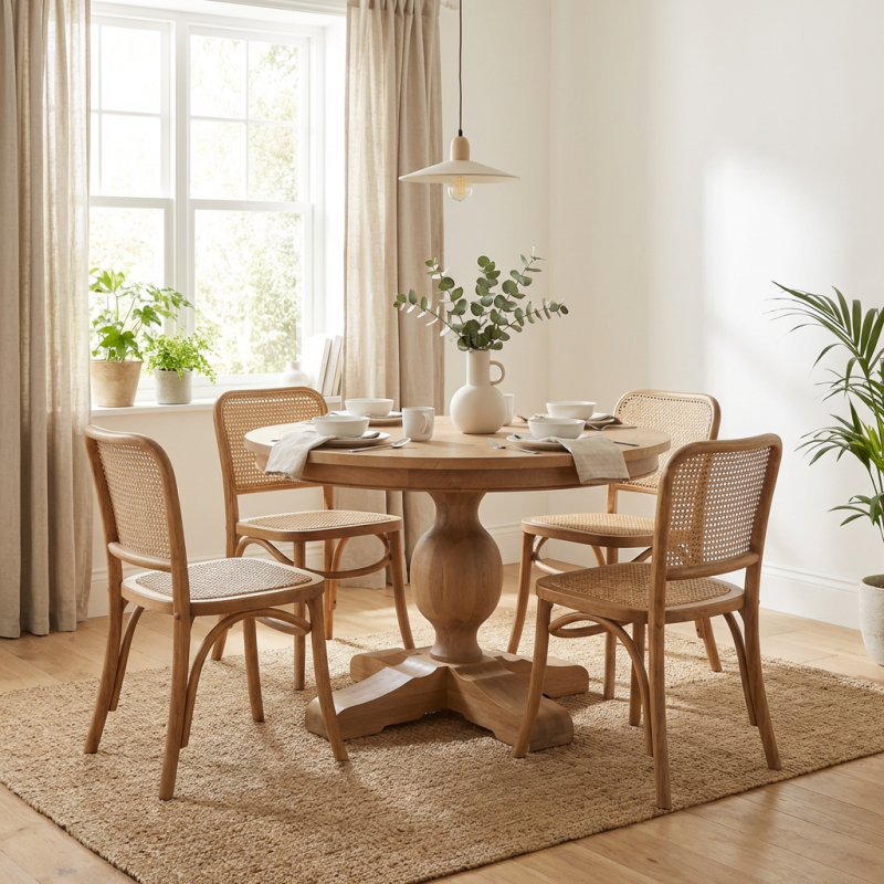 Alternative view of Leyna Round Dining Table Natural Oak 120cm