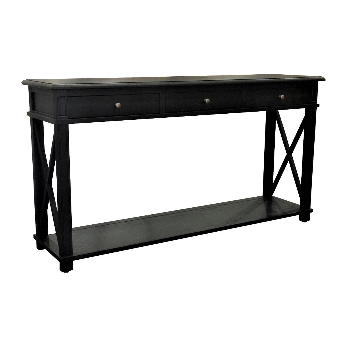 X Brace Console Table Black Oak Drifted - Image 2