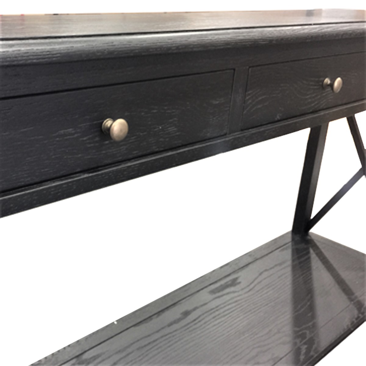 X Brace Console Table Black Oak Drifted - Image 3
