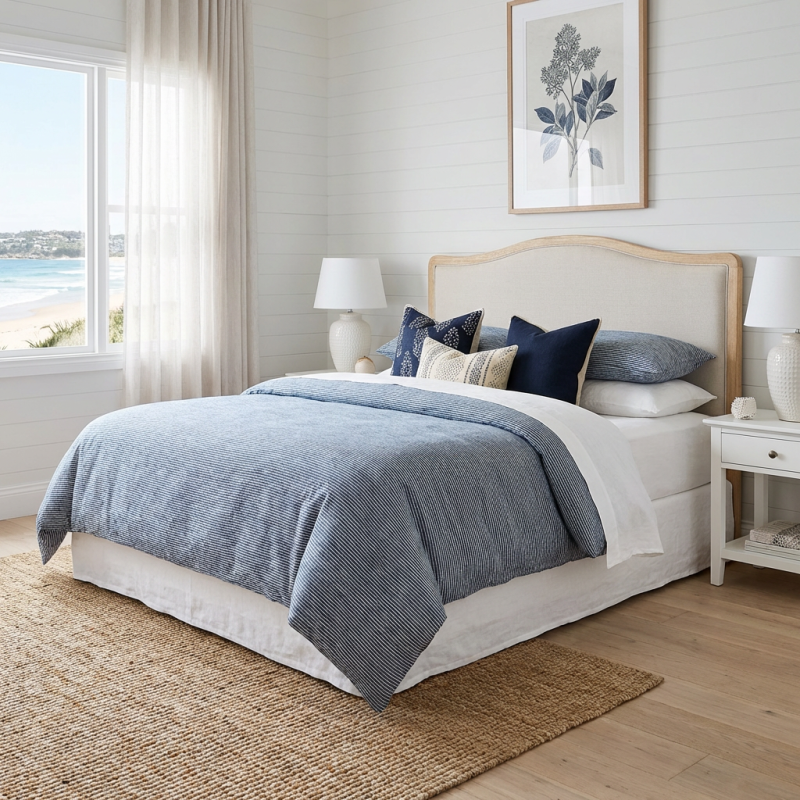 Alternative view of Maison King Bedhead Oatmeal Linen Plain