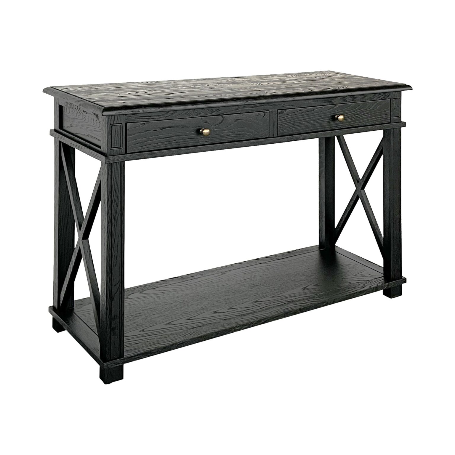 X Brace Console Table Rustic Black Oak – JAC Home Living