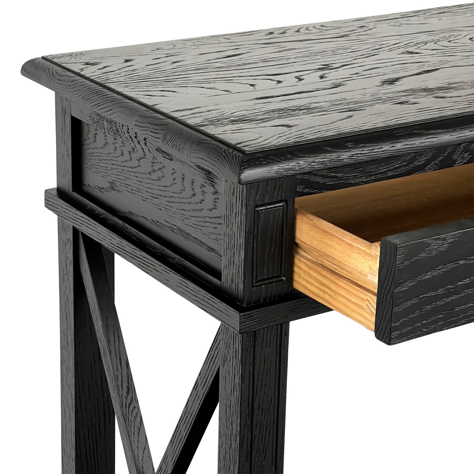 X Brace Console Table Rustic Black Oak – JAC Home Living