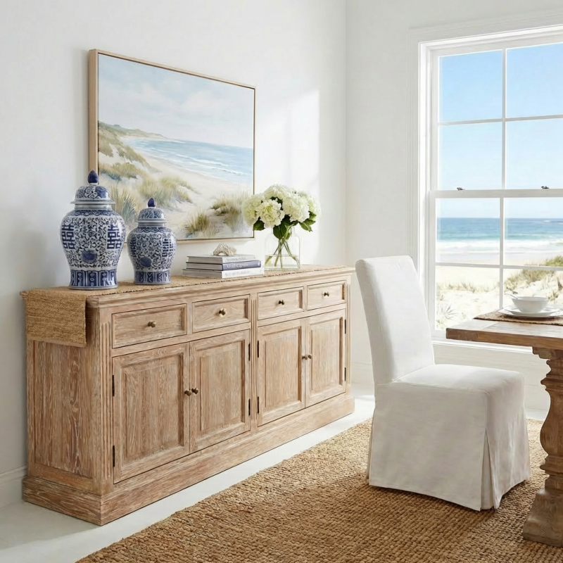 Alternative view of Parker Four Drawers Sideboard White Washed Oak
