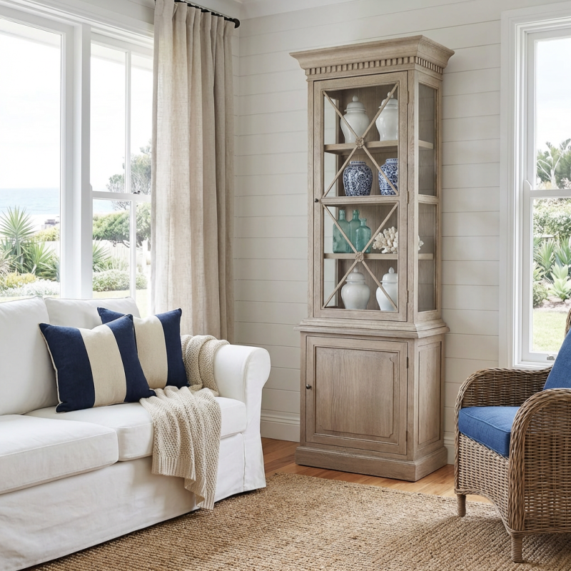 Alternative view of French Single Door Cabinet Weathered Oak