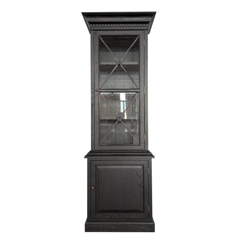 French Single Door Cabinet Rustic Black Oak