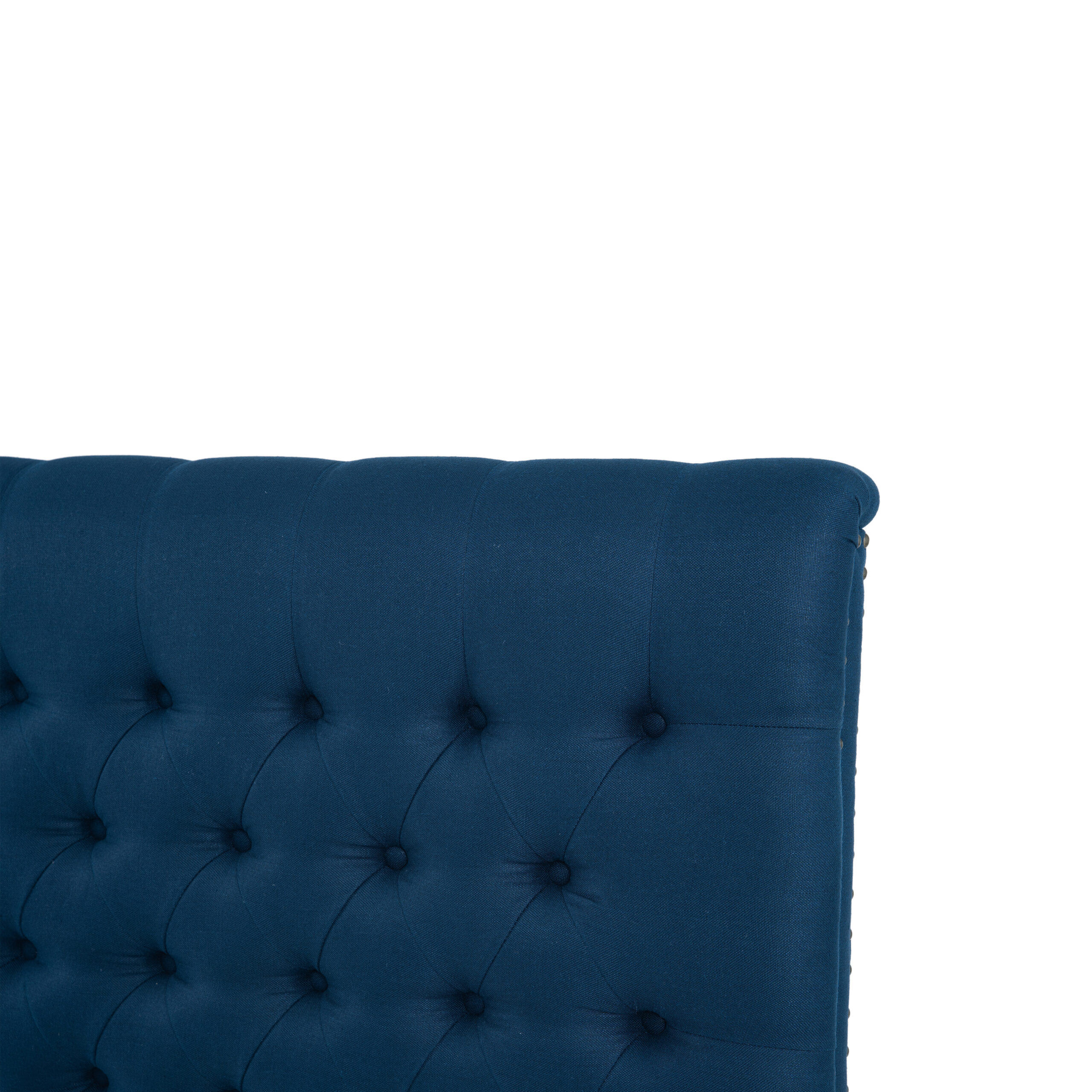 Chesterfield King Headboard Blue Navy Linen - Image 2