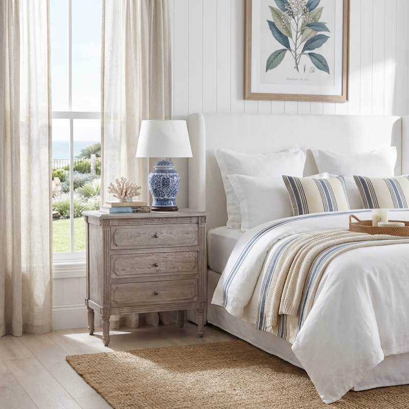 Alternative view of Flinders Side Table Weathered Oak Round Knobs 76cm