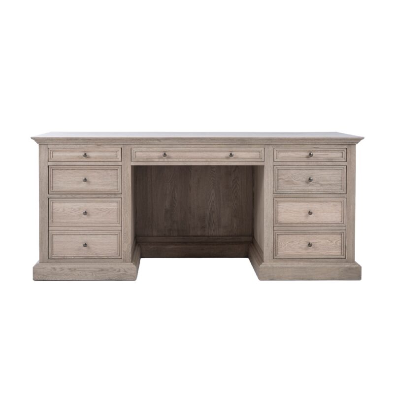 French Panel Desk Weathered Oak 180cm