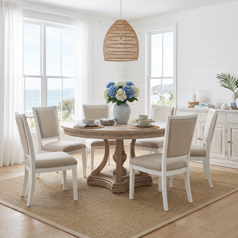 Alternative view of St. James Round Dining Table Weathered Oak