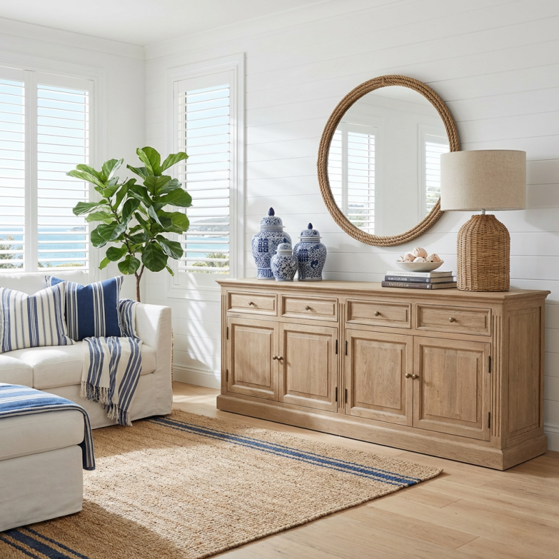 Alternative view of Parker Four Drawers Oak Sideboard Weathered Oak