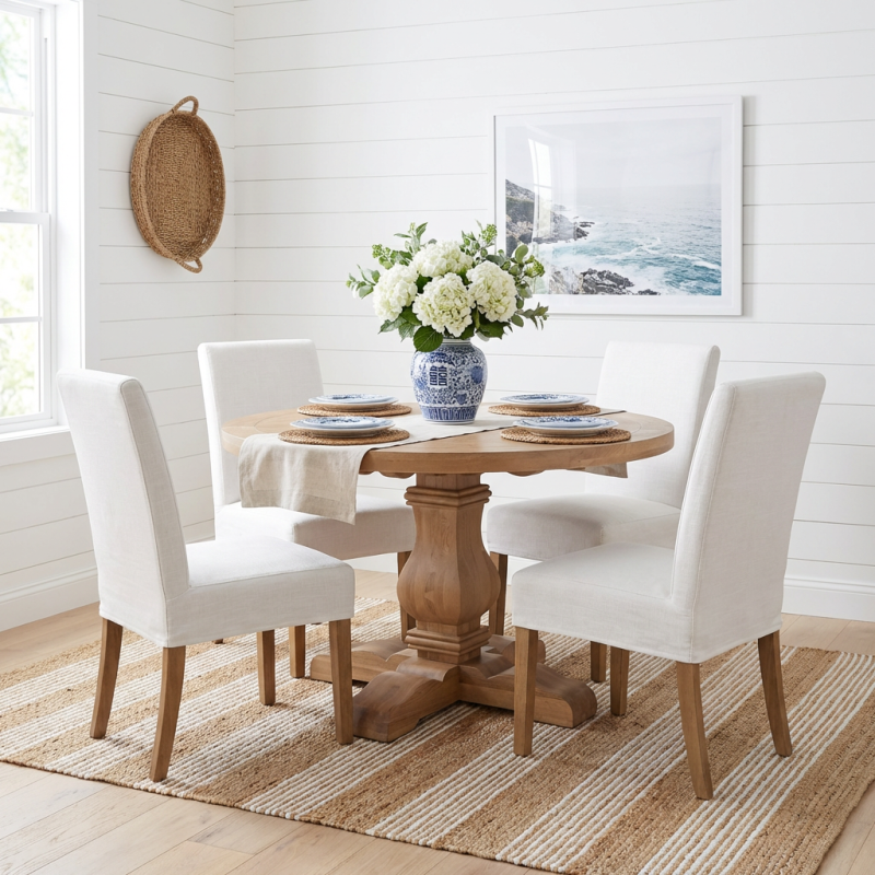 Alternative view of Oak Trestle Round Dining Table Natural 120cm