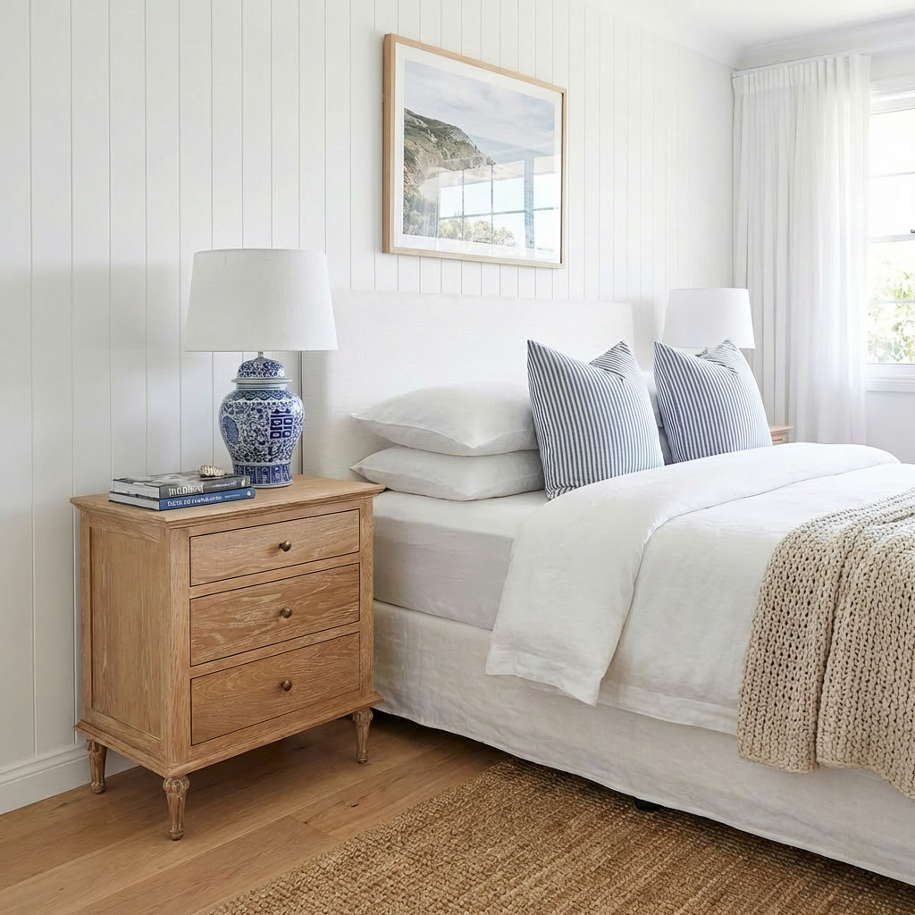 Emmerson Whitewashed Oak Side Table Round Knobs - Image 2