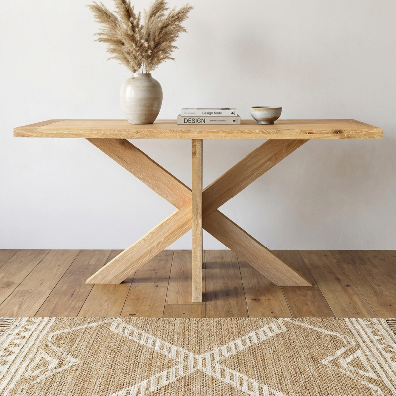 French X-base Console Whitewash Oak