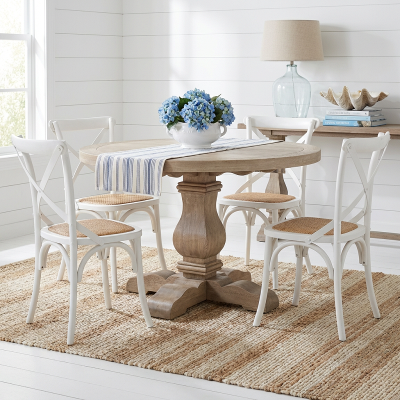 Alternative view of Oak Trestle Round Dining Table Weathered Oak 120cm