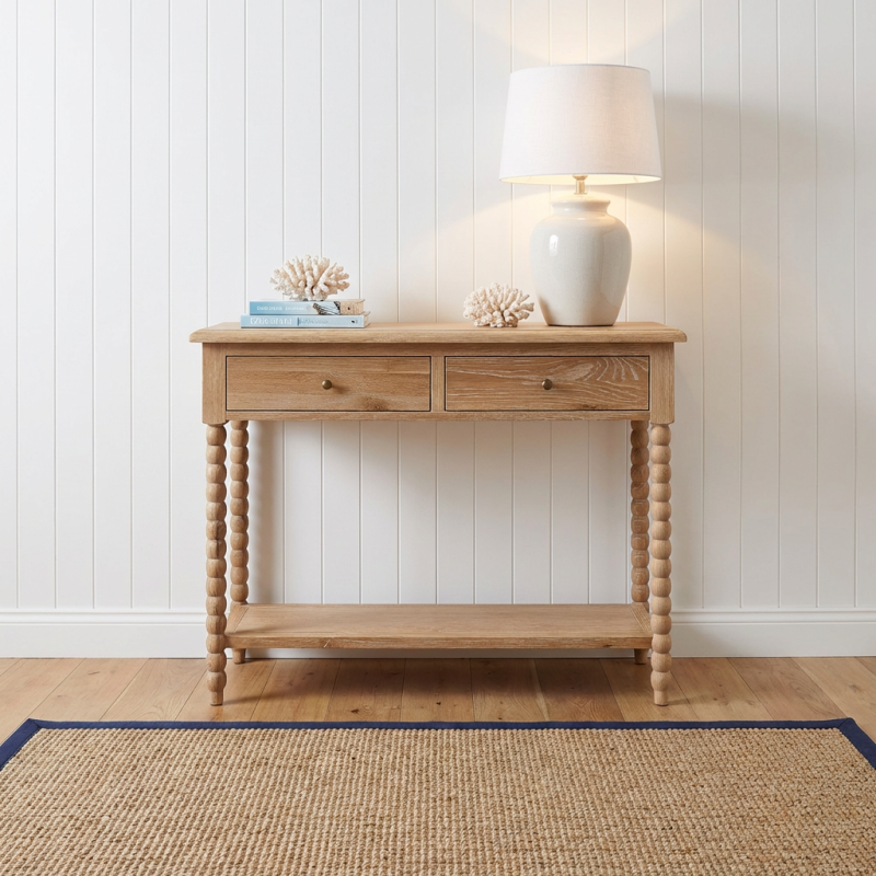 Alternative view of Bobbin Console Whitewashed Oak 110cm