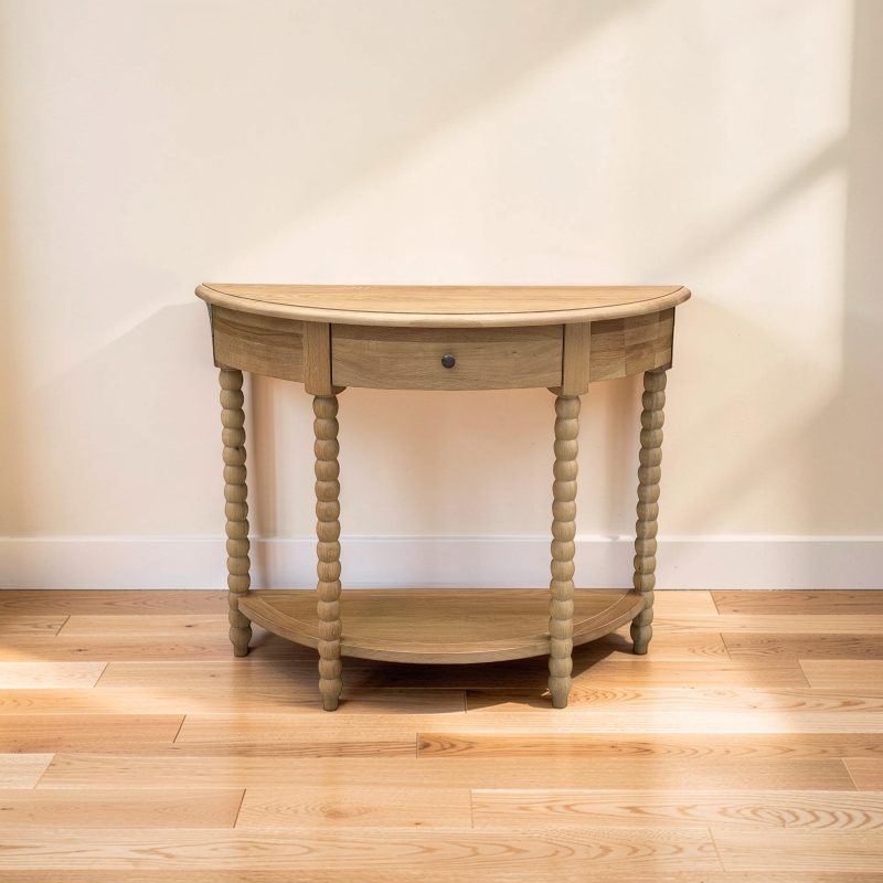 Bobbin Curved Console Natural Oak 100cm