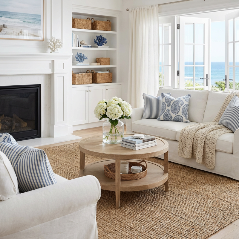 Alternative view of French Contemporary Round Coffee Table Weathered Oak