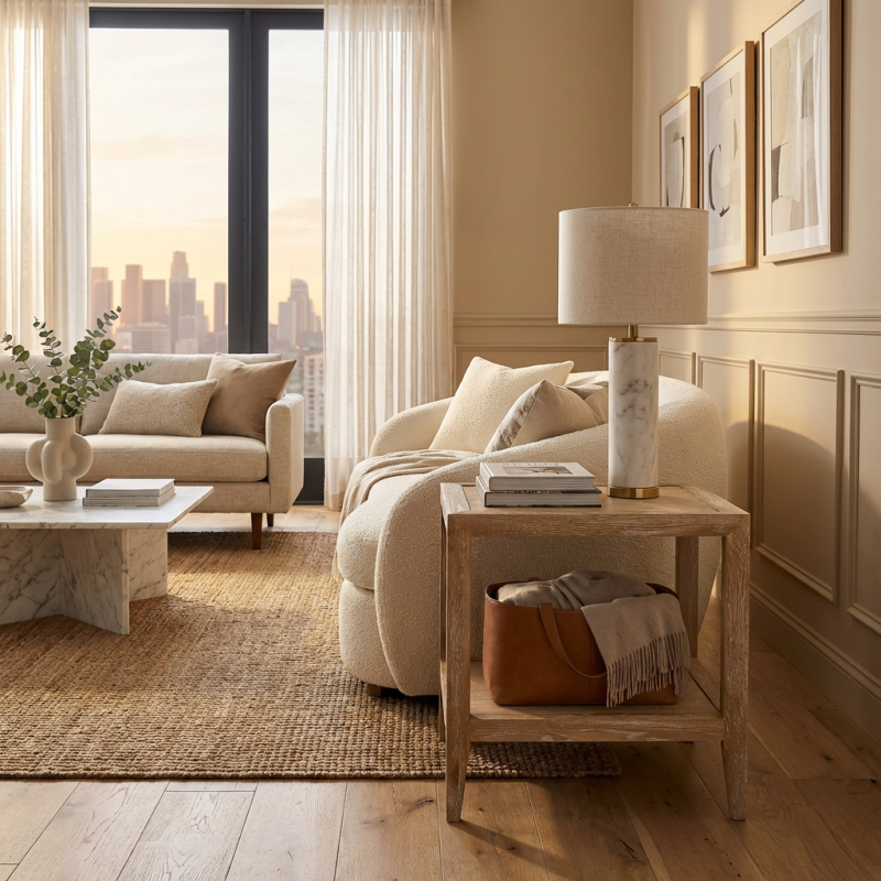 Alternative view of French Contemporary Side Table Whitewashed Oak