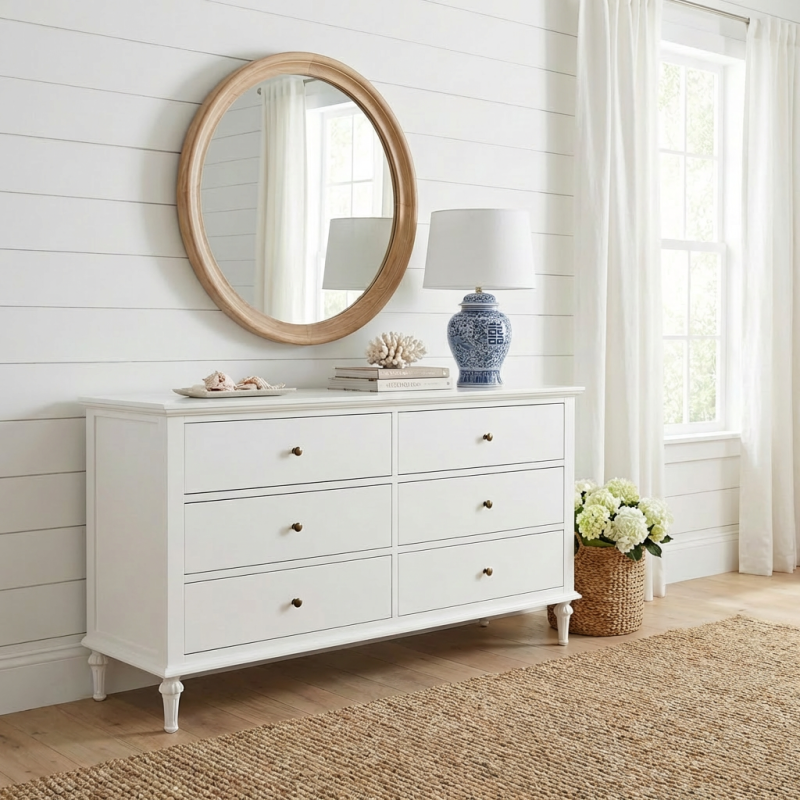 Alternative view of Emmerson 6 Drawers White Dresser Round Knobs
