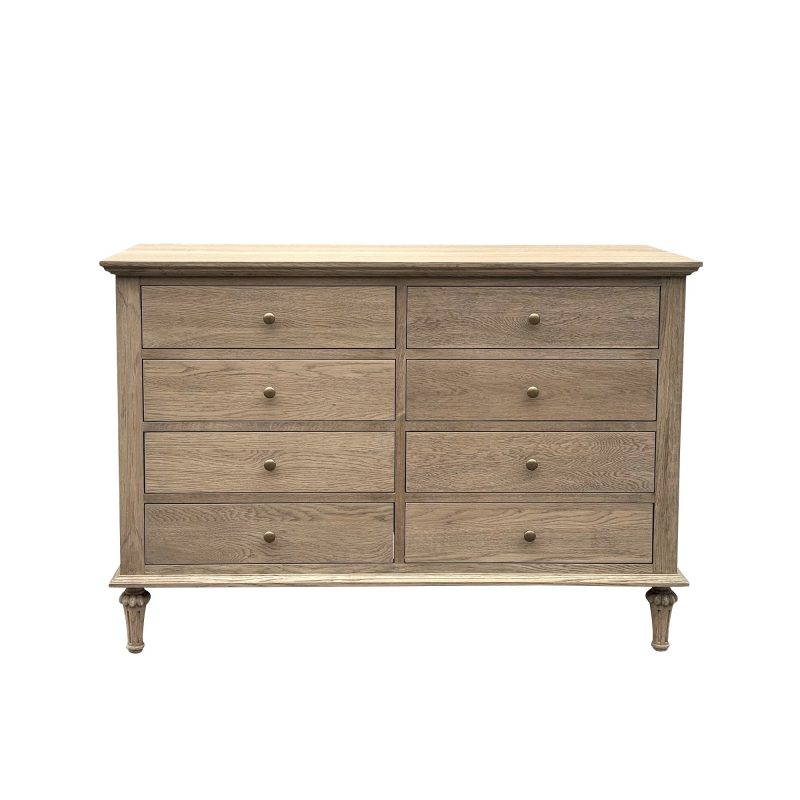 Emmerson 8 Drawers Dresser Weathered Oak Round Knobs