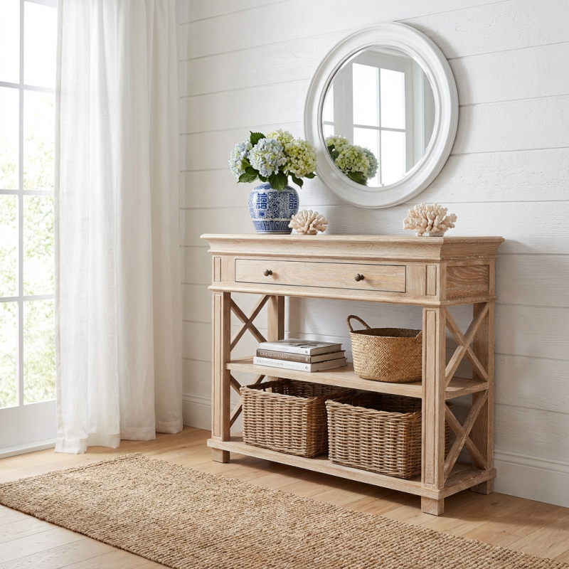 Alternative view of Heston Whitewash Oak Console Table II