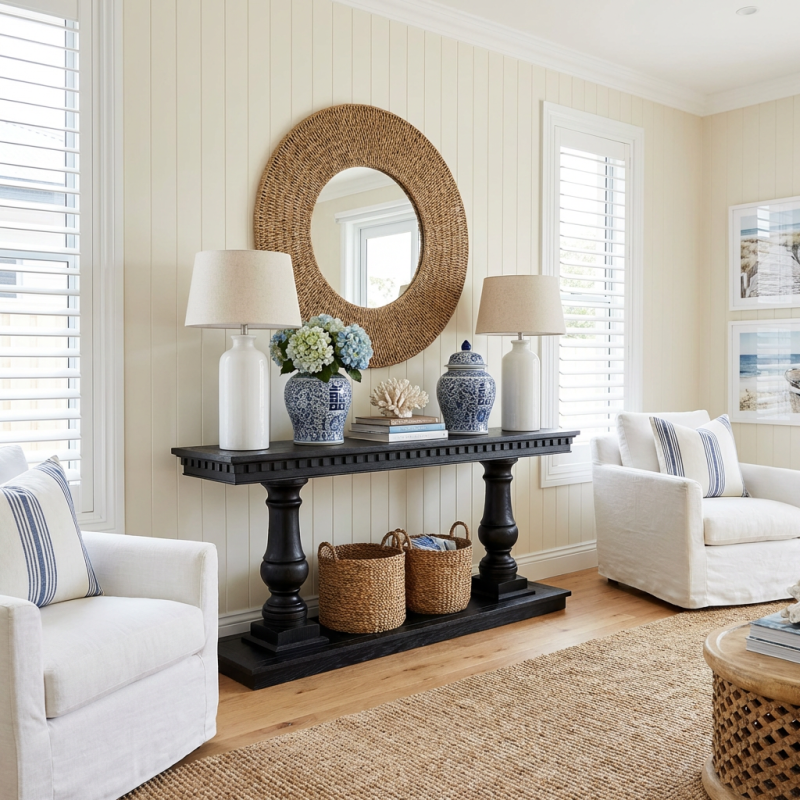 Alternative view of Balustrade Console Table Black Oak