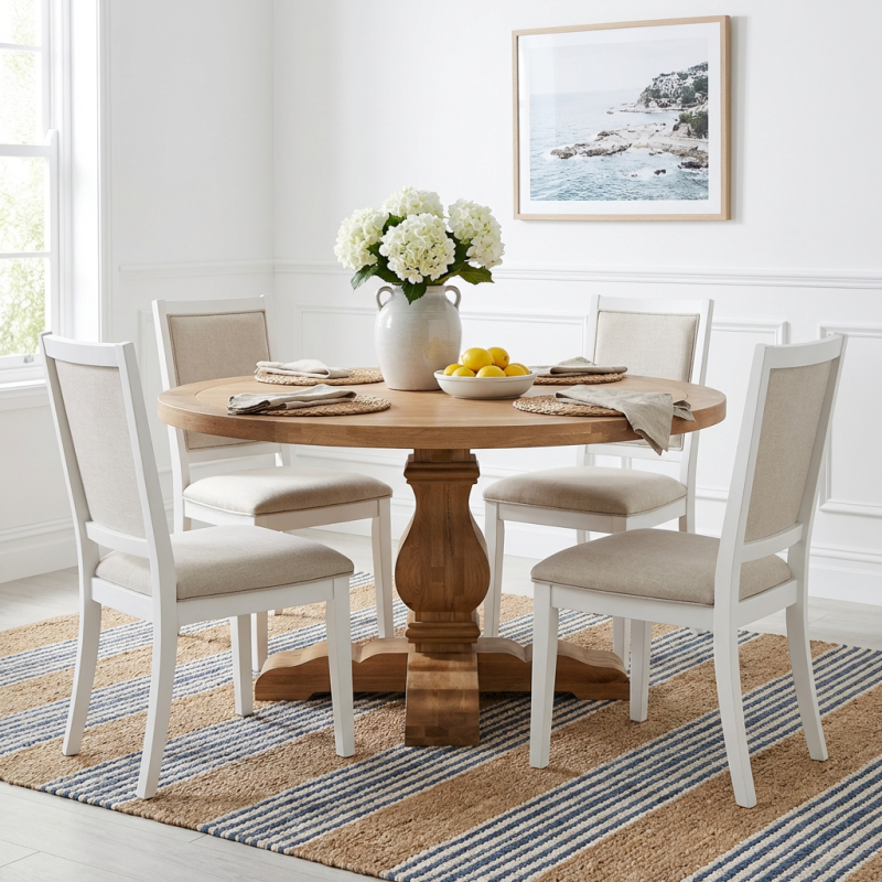 Alternative view of Oak Trestle Round Dining Table Natural 150cm
