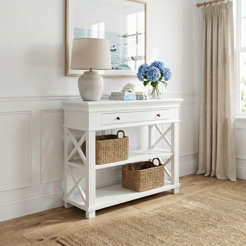 Alternative view of Heston White Console Table II