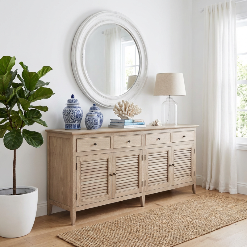 Alternative view of Jensen Louvre Sideboard Weathered Oak