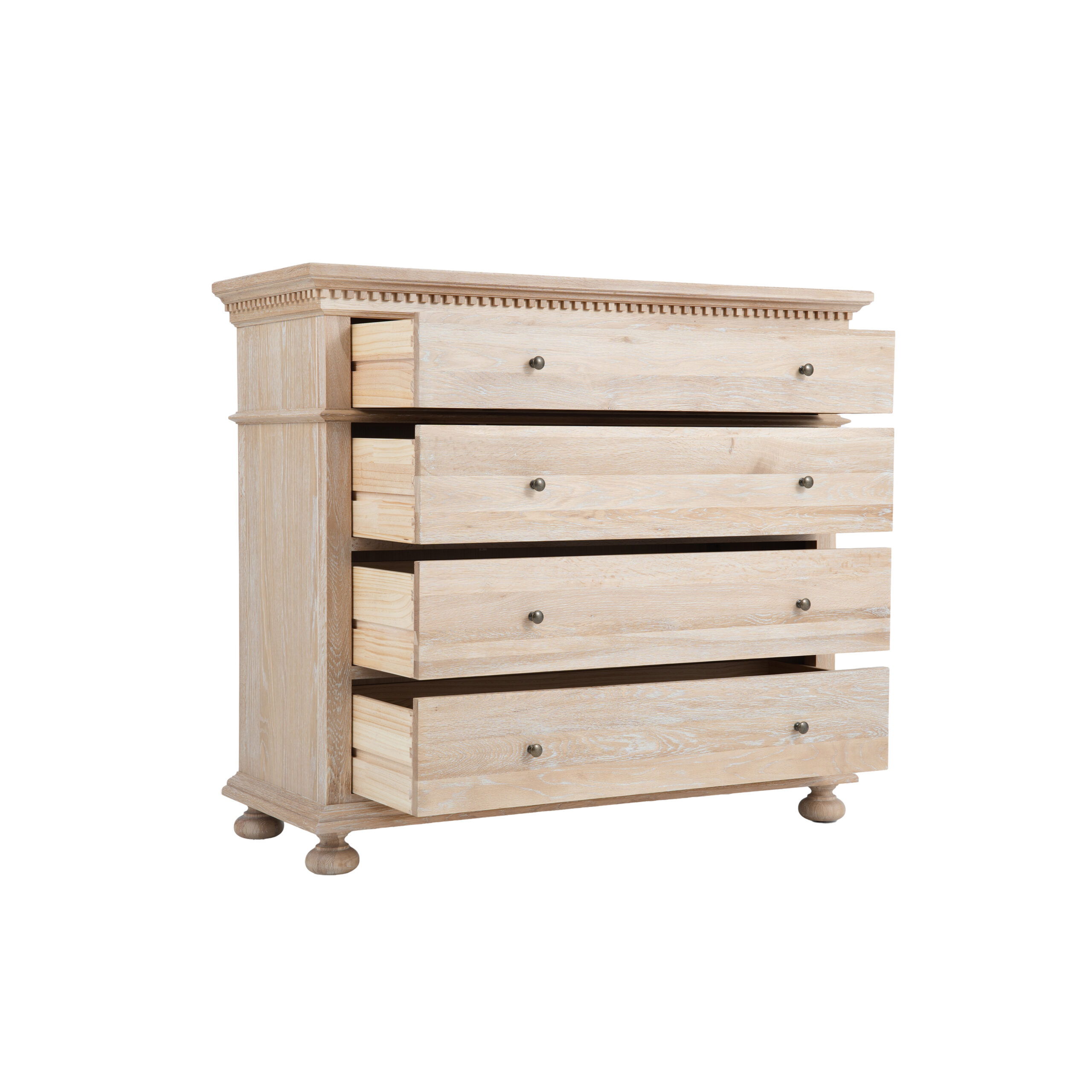 Frances 4 Drawers Chest of Drawers Whitewash Oak - Image 3