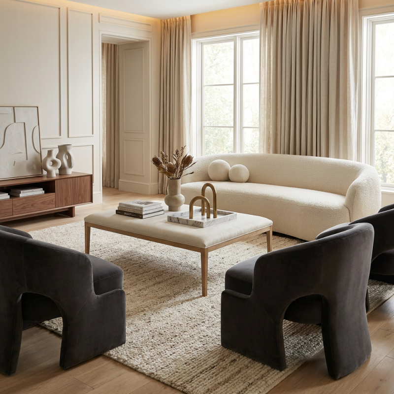 Alternative view of French Contemporary Fabric Coffee Ottoman