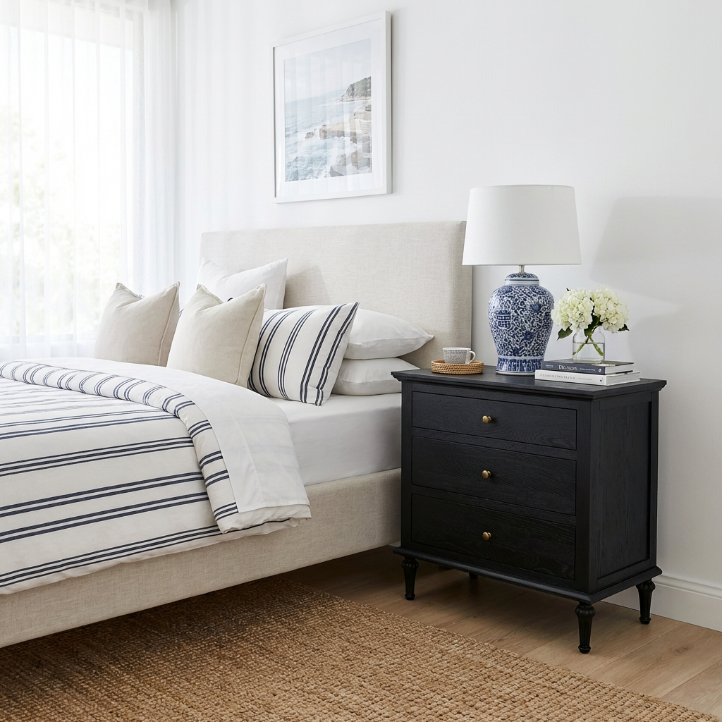 Emmerson Black Oak Large Side Table Round Knobs - Image 2