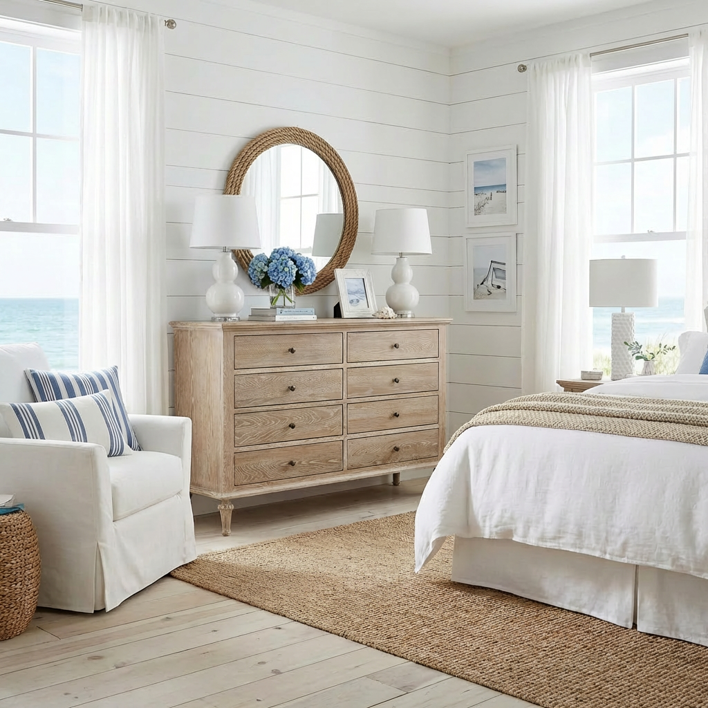 Emmerson 8 Drawers Dresser Whitewash Oak Round Knobs - Image 2