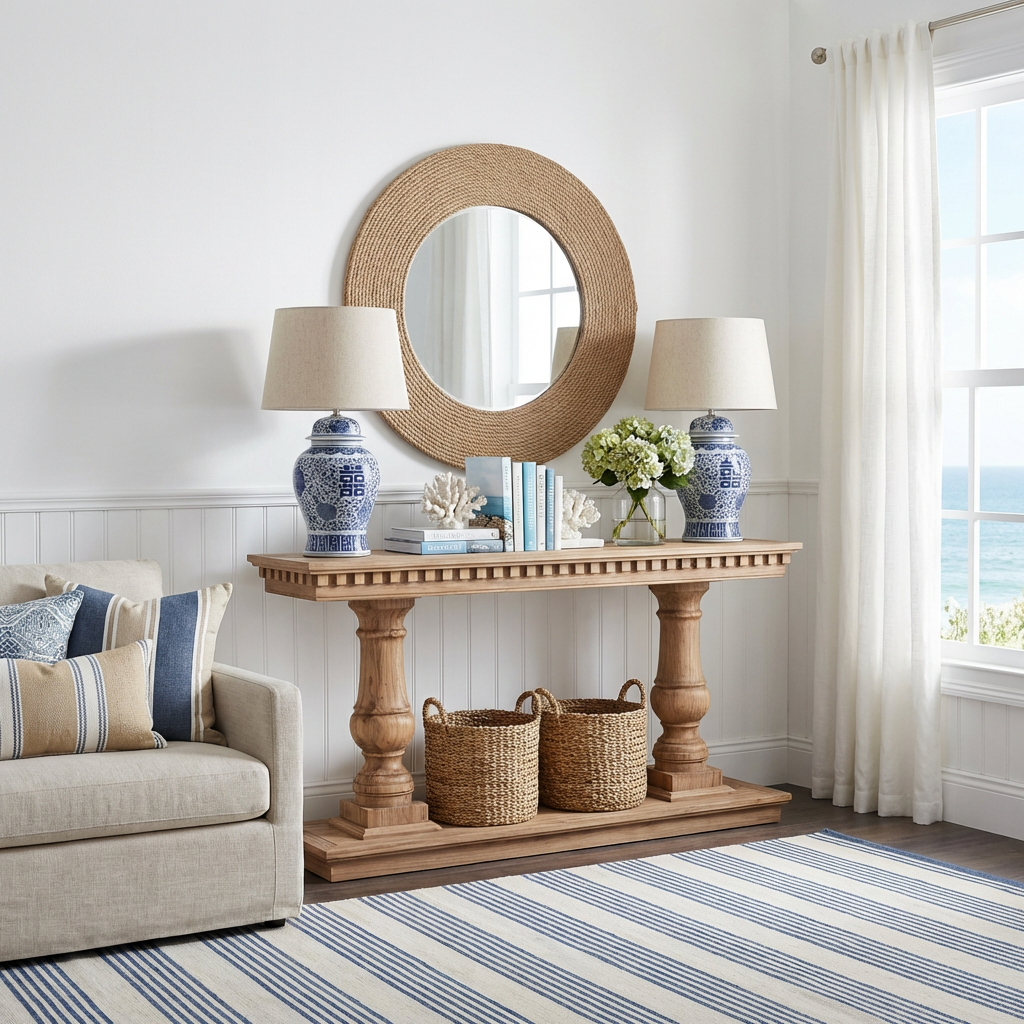 Balustrade Console Table Natural Elm - Image 2