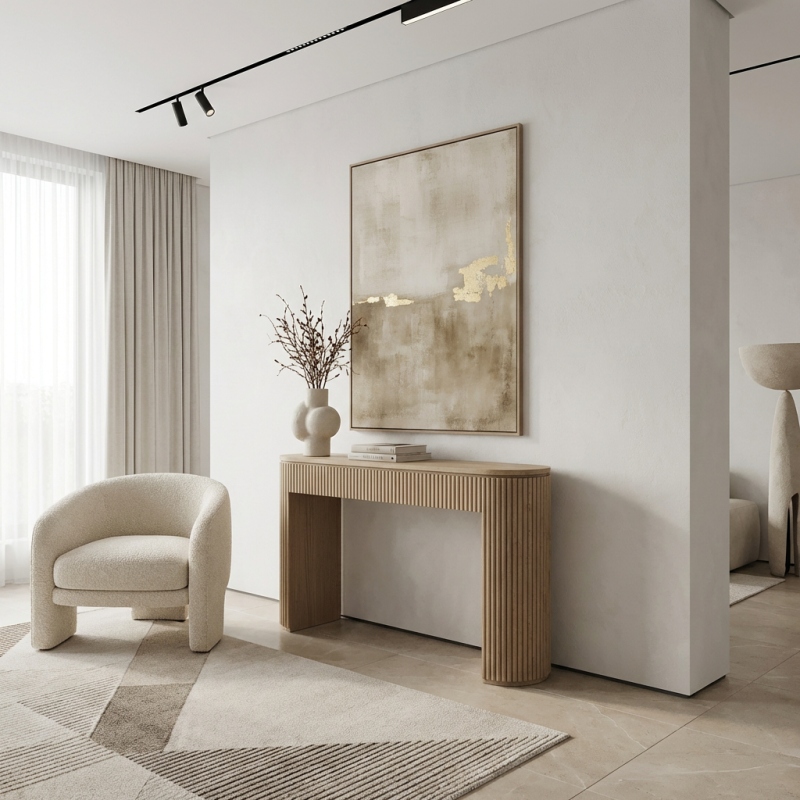 Alternative view of Byron Weathered Oak Console Table With Drawers