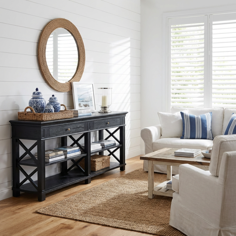 Alternative view of Heston Black Oak Console Table 160cm