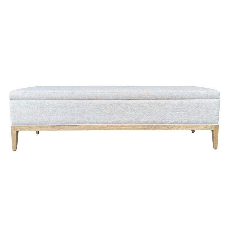 French Contemporary End-of-bed Storage Bench 160cm Grey Linen