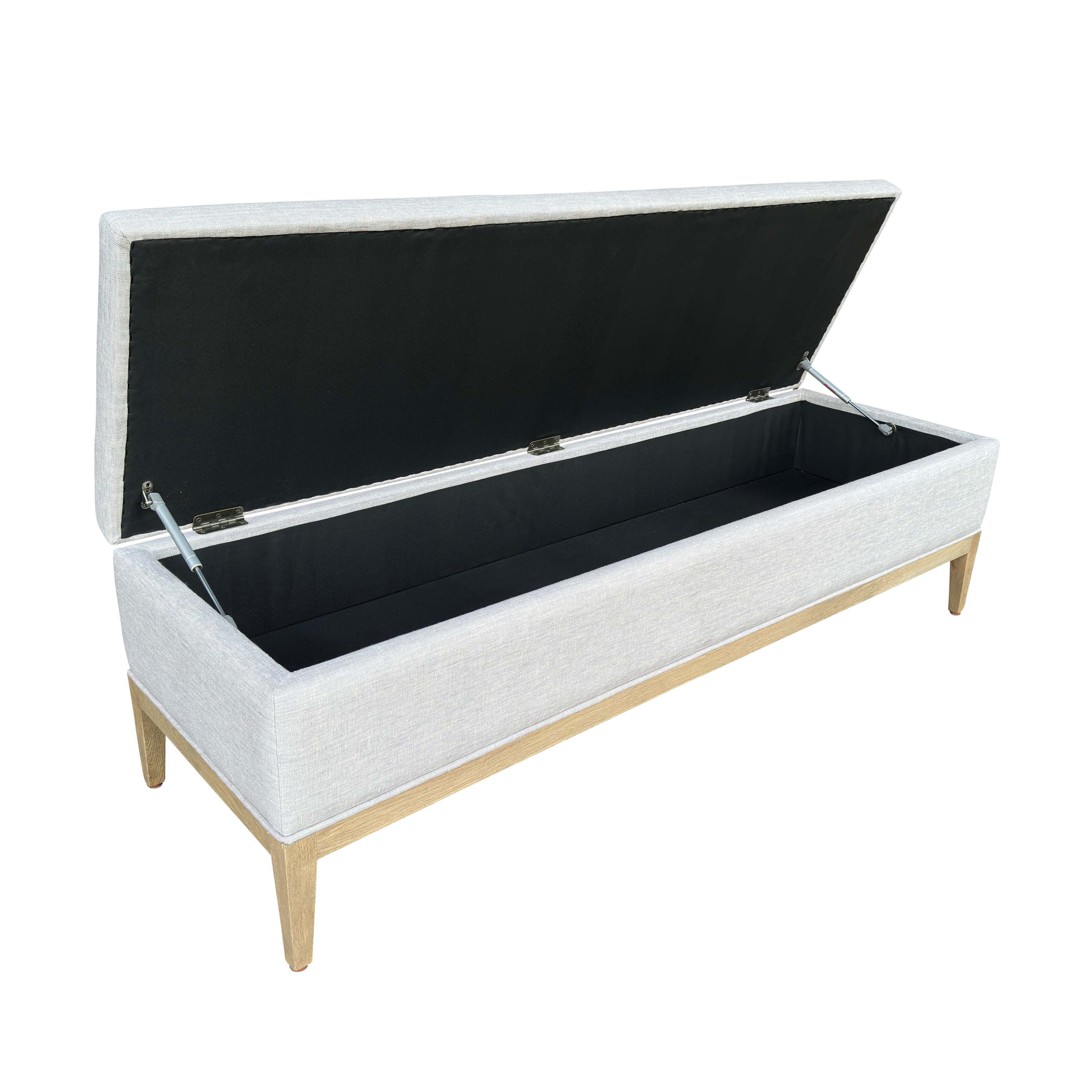 French Contemporary End-of-bed Storage Bench 160cm Grey Linen - Image 3