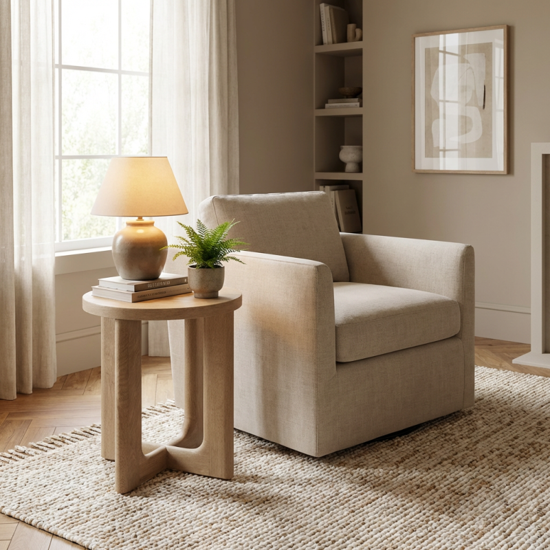 Alternative view of X Base Side Table Weathered Oak