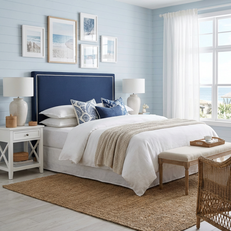 Alternative view of Lawson King Bedhead Navy Linen