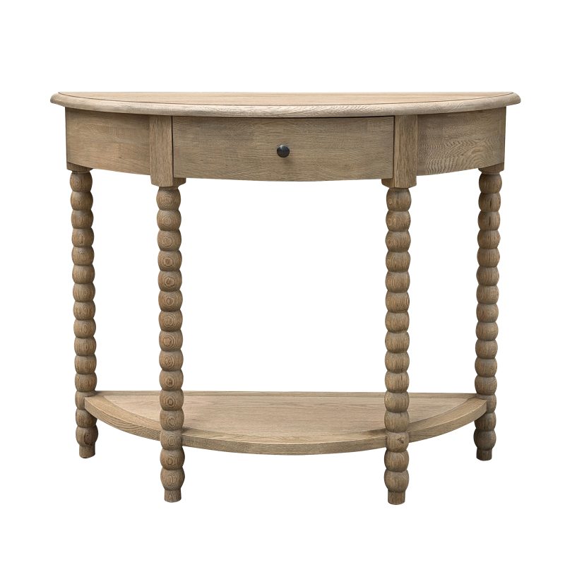 Bobbin Curved Console Weathered Oak 100cm