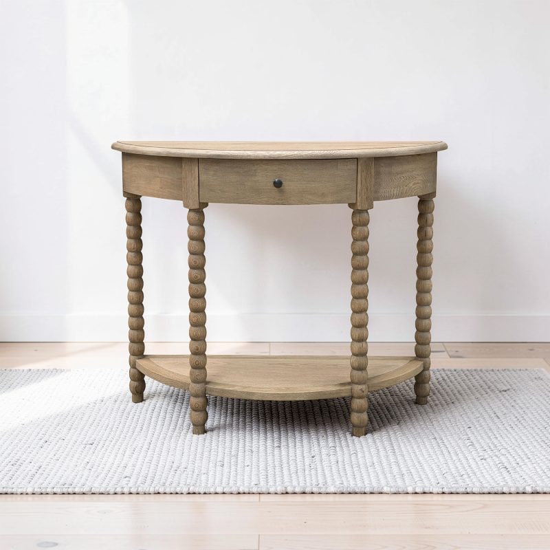 Bobbin Curved Console Weathered Oak 100cm