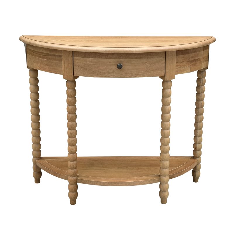 Bobbin Curved Console Natural Oak 100cm