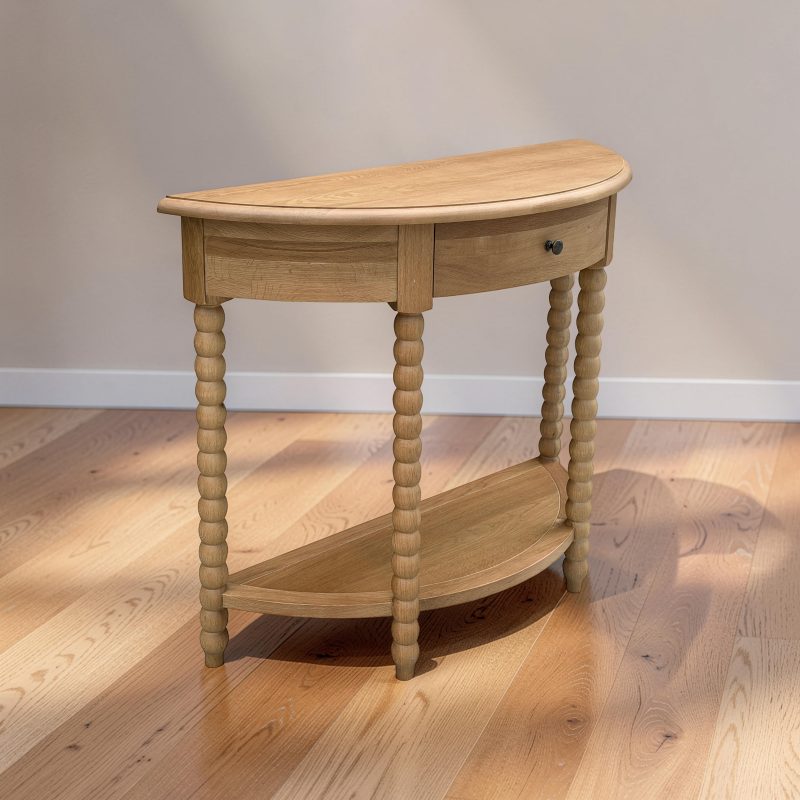 Alternative view of Bobbin Curved Console Natural Oak 100cm