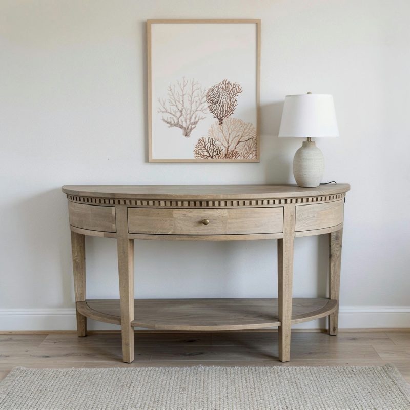 Breton Curved Console Weathered Oak
