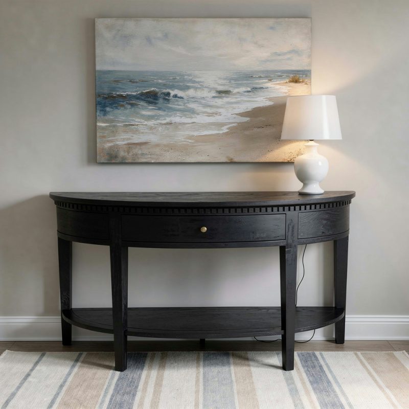 Breton Curved Console Black Oak