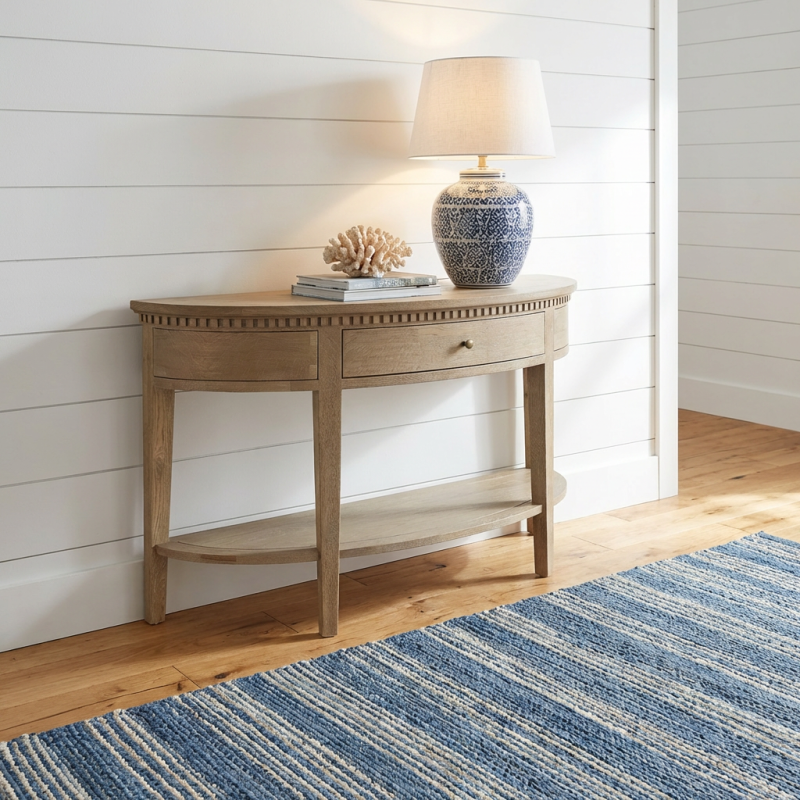 Breton Curved Console Weathered Oak